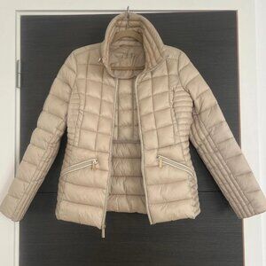 MICHAEL KORS puffer Jacket Woman In Beige With White Details, Gold Hardware.S